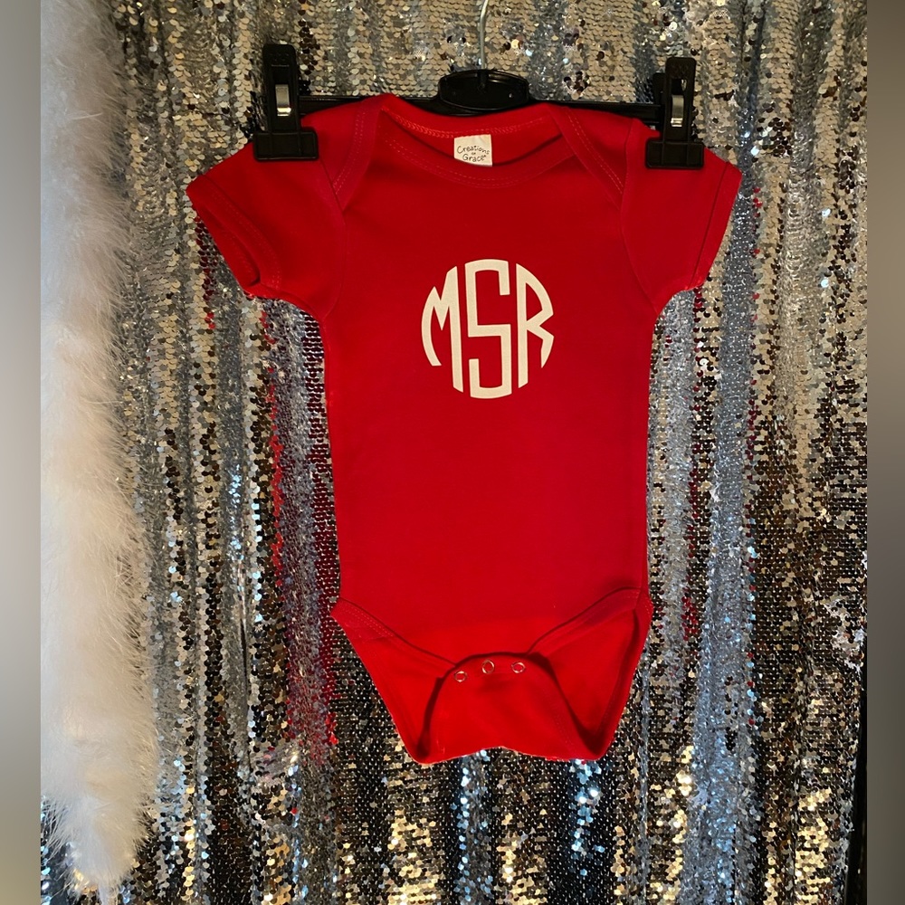 New monogram baby girl onesie by LNJ Designs
